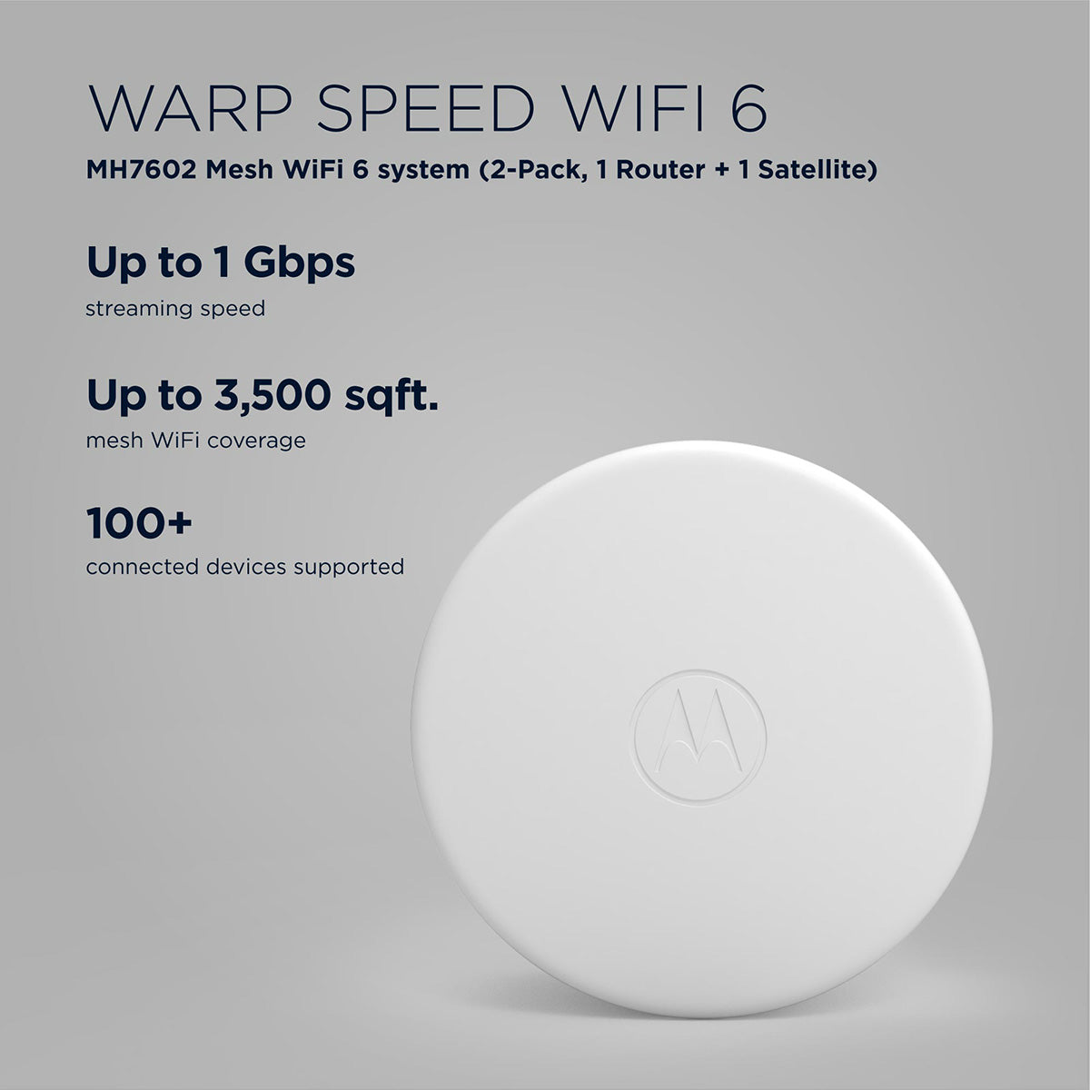 Motorola WiFi 6 Mesh Router System, 1.8 Gbps speed | mh7600